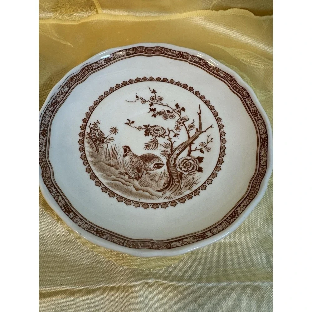 Furnivals Brown Quail England Set 2 Cereal Bowls, Excellent Condition Antique